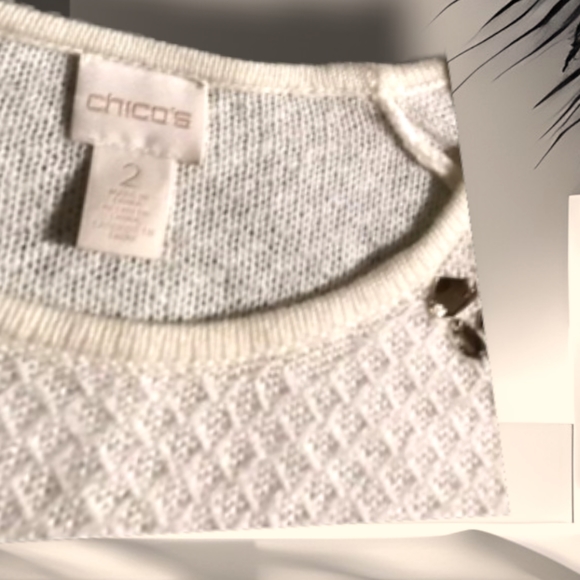 Chico's  Ivory sweater L sz 2 - Picture 8 of 13